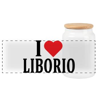 t-shirt name I love Liborio t-shirt gift idea - Panoramic Cookie Jar with Wooden Lid - white - Front