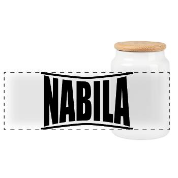 nom du t-shirt Nabila t-shirt idée cadeau - Boîte à biscuits avec couvercle en bois - blanc - Devant