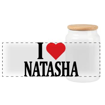 t-shirt name ich liebe Natasha t-shirt geschenkidee - Panorama Keksdose mit Holzdeckel - Weiß - Vorne