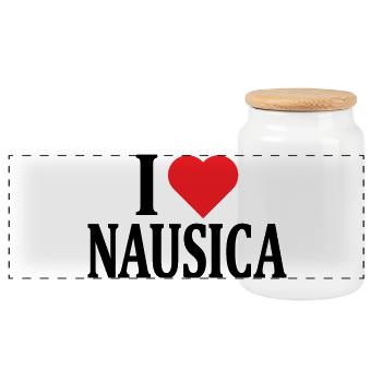 t-shirt name I love Nausica t-shirt geschenkidee - Panorama Keksdose mit Holzdeckel - Weiß - Vorne