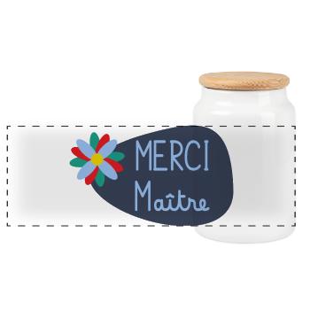 MAÎTRE. MERCI. MERCI MAÎTRE. CADEAU MAÎTRE - Boîte à biscuits avec couvercle en bois - blanc - Devant