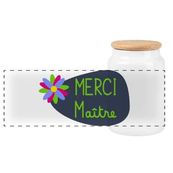 MAÎTRE. MERCI. MERCI MAÎTRE. CADEAU MAÎTRE - Boîte à biscuits avec couvercle en bois - blanc - Devant