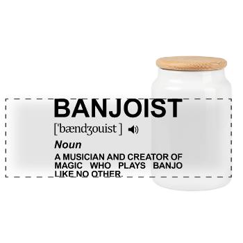 Banjospieler Bedeutung - Panorama Keksdose mit Holzdeckel - Weiß - Vorne