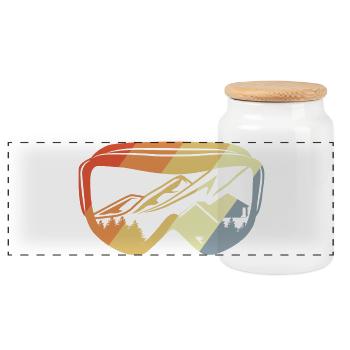 Vintage Snowboarding - Panoramic Cookie Jar with Wooden Lid - white - Front