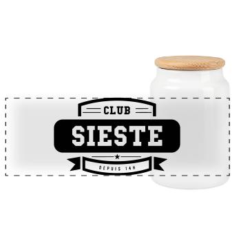 Club Sieste - Humour Détente - Boîte à biscuits avec couvercle en bois - blanc - Devant