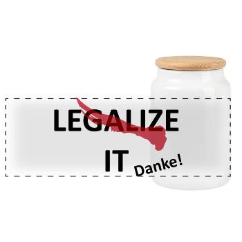 Cannabis Marijuana Legalization - Panoramic Cookie Jar with Wooden Lid - white - Front