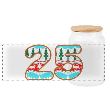 25. Dezember, Hässlicher Pullover, Weihnachten, Frohe Weihnachten - Panorama Keksdose mit Holzdeckel - Weiß - Vorne