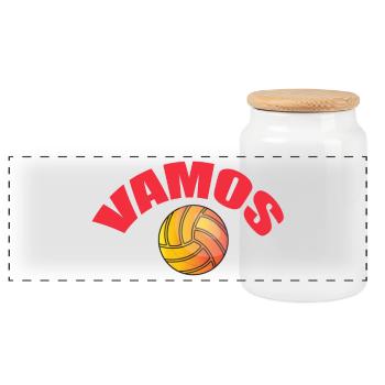 Vamos - Panoramic Cookie Jar with Wooden Lid - white - Front