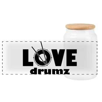 Love Drumz - Panoramic Cookie Jar with Wooden Lid - white - Front
