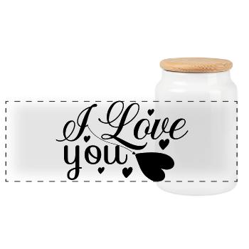 I love you - Panoramic Cookie Jar with Wooden Lid - white - Front