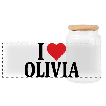 t-shirt I love Olivia t-shirt gift idea - Panoramic Cookie Jar with Wooden Lid - white - Front