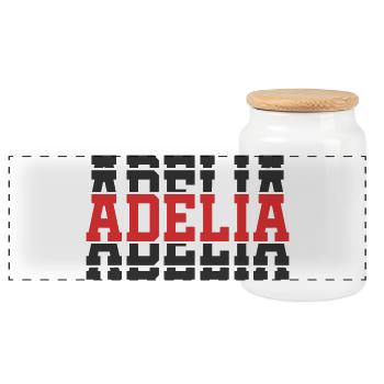 T-Shirt Adelia T-Shirt Geschenkidee gestapelter Text - Panorama Keksdose mit Holzdeckel - Weiß - Vorne