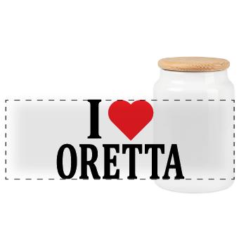 J’aime Oretta t-shirt t-shirt idée cadeau - Boîte à biscuits avec couvercle en bois - blanc - Devant