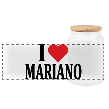 t-shirt J’aime Mariano t-shirt idée cadeau - Boîte à biscuits avec couvercle en bois - blanc - Devant
