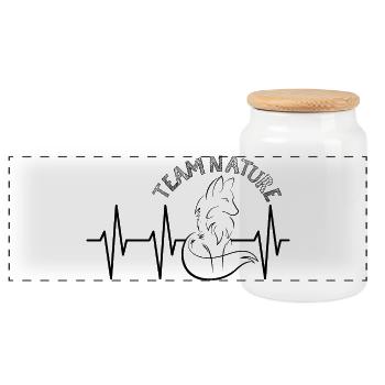puls fuchs natur Herzschlag Symbol Grafik icon - Panorama Keksdose mit Holzdeckel - Weiß - Vorne
