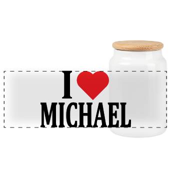 T-Shirt Ich liebe Michael T-Shirt Geschenkidee - Panorama Keksdose mit Holzdeckel - Weiß - Vorne
