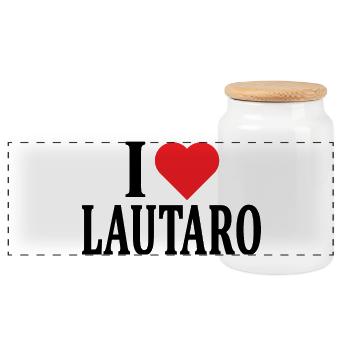 T-shirt J'aime Lautaro idée cadeau t-shirt - Boîte à biscuits avec couvercle en bois - blanc - Devant