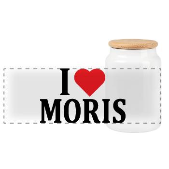 t-shirt I love Moris t-shirt gift idea - Panoramic Cookie Jar with Wooden Lid - white - Front