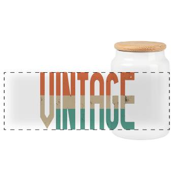 Vintage Style Retro Motiv Design - Panorama Keksdose mit Holzdeckel - Weiß - Vorne