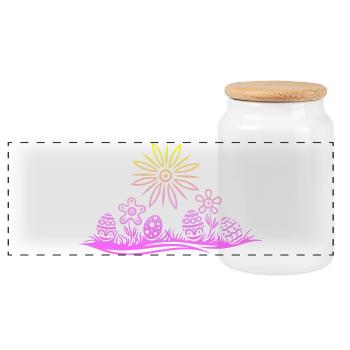 Easter Easter Eggs in the Grass - Panoramic Cookie Jar with Wooden Lid - white - Front