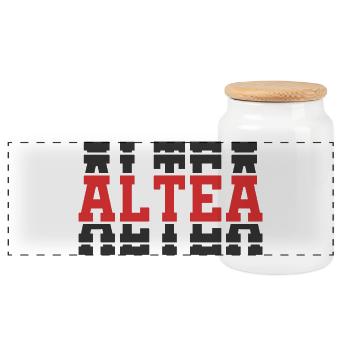 Altea t-shirt t-shirt gift idea stacked text - Panoramic Cookie Jar with Wooden Lid - white - Front