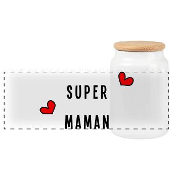 MOM. MOTHER'S DAY. HAPPY MOTHER'S DAY - Panoramic Cookie Jar with Wooden Lid - white - Front