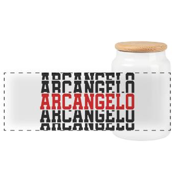Archangel T-Shirt T-Shirt Gift Stacked Text - Panoramic Cookie Jar with Wooden Lid - white - Front