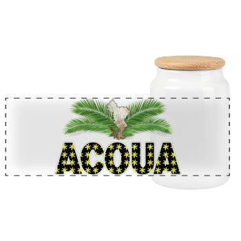 ACOUA - Panoramic Cookie Jar with Wooden Lid - white - Front