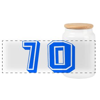 70. 70 ANS. 70e ANNIVERSAIRE. ANNIVERSAIRE 70 ANS. - Boîte à biscuits avec couvercle en bois - blanc - Devant