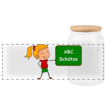 Einschulung ABC Schütze - Panorama Keksdose mit Holzdeckel - Weiß - Vorne