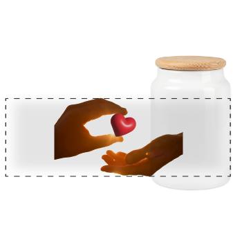 Cœur offert: partage et soin - Boîte à biscuits avec couvercle en bois - blanc - Devant