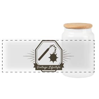 Vintage-Lebensstil - Panorama Keksdose mit Holzdeckel - Weiß - Vorne