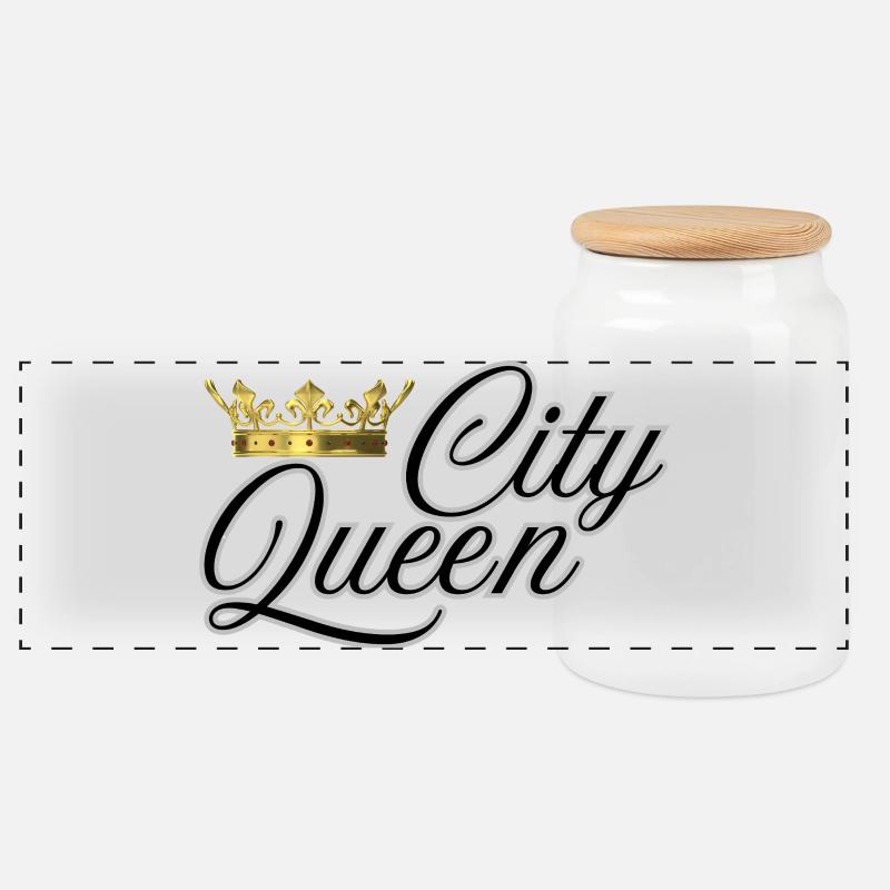 City Queen - Panorama Keksdose mit Holzdeckel - Weiß
