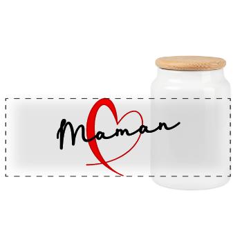 BONNE FÊTE. BONNE FÊTE MAMAN. MAMAN. FÊTE DES MÈRE - Boîte à biscuits avec couvercle en bois - blanc - Devant