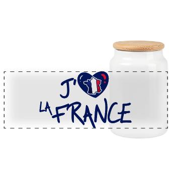 I love France - Panoramic Cookie Jar with Wooden Lid - white - Front