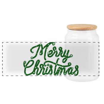 Schrift Merry Ch - Panorama Keksdose mit Holzdeckel - Weiß - Vorne