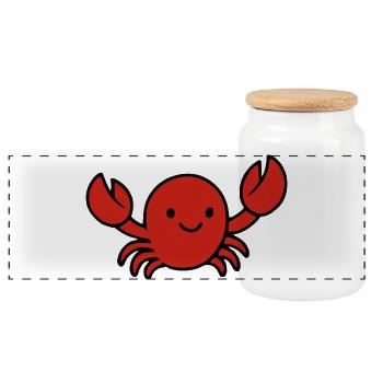 Mignon dessin animé crabe créature marine conception amusant - Boîte à biscuits avec couvercle en bois - blanc - Devant