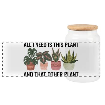 J'ai besoin de cette plante, citation amusante pour les amateurs de jardinage - Boîte à biscuits avec couvercle en bois - blanc - Devant