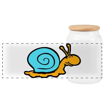 snail shell snail slug smiles sweetly - Panoramic Cookie Jar with Wooden Lid - white - Front