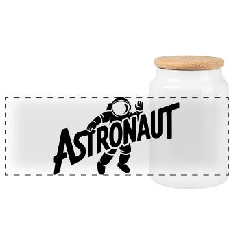 Astronaut - Cool Astonomy Logo - Panorama Keksdose mit Holzdeckel - Weiß - Vorne