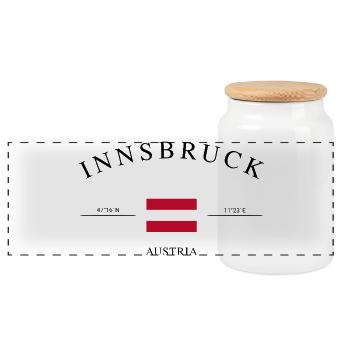 Innsbruck, Autriche – Souvenirs et cadeaux de vacances - Boîte à biscuits avec couvercle en bois - blanc - Devant