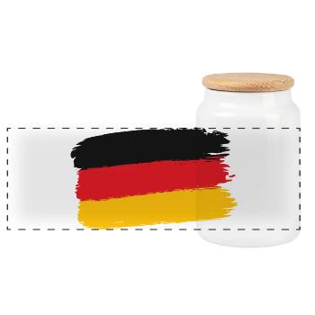 Deutschland Flagge Pinselstrich - Panorama Keksdose mit Holzdeckel - Weiß - Vorne