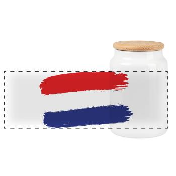 Holländische Flagge Pinselstrich - Panorama Keksdose mit Holzdeckel - Weiß - Vorne