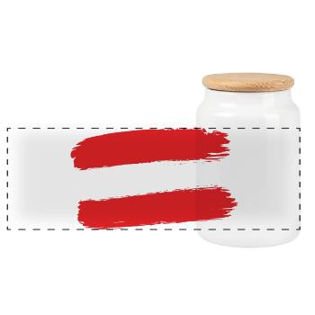 Austria Flag Brushstroke Austria - Panoramic Cookie Jar with Wooden Lid - white - Front