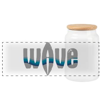 Sea Waves Surfer Design - Panoramic Cookie Jar with Wooden Lid - white - Front