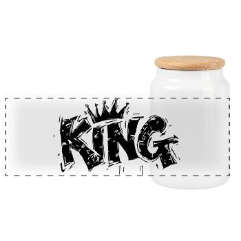 Lettrage King Graffiti - Boîte à biscuits avec couvercle en bois - blanc - Devant