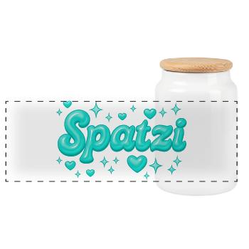 Spatzi / Y2K Design - Boîte à biscuits avec couvercle en bois - blanc - Devant