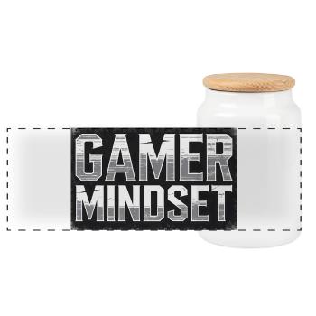 Gamer Mindset Typografie, Liebe Gaming - Panorama Keksdose mit Holzdeckel - Weiß - Vorne