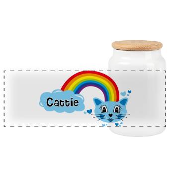 Cattie cute par Helfspawn - Boîte à biscuits avec couvercle en bois - blanc - Devant