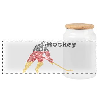 Flaggenfarben Eishockey Silhouette - Panorama Keksdose mit Holzdeckel - Weiß - Vorne